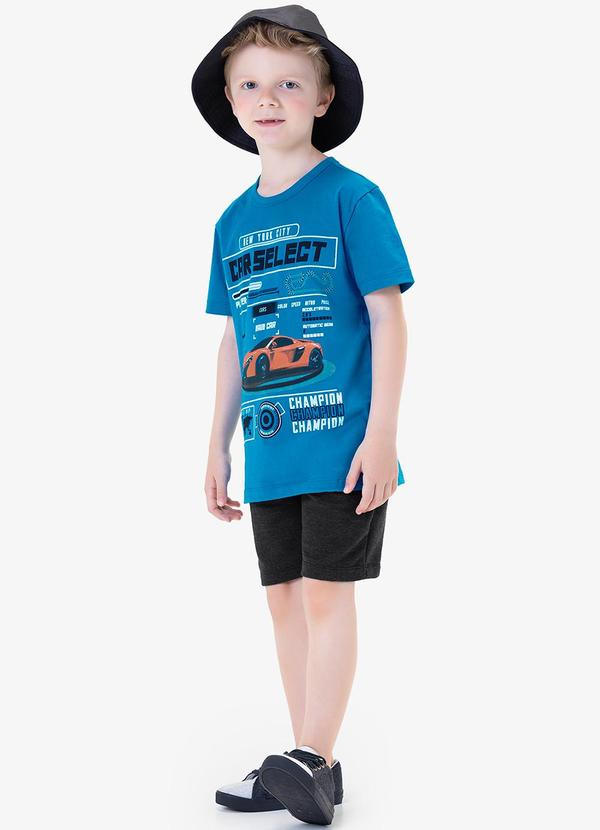 Rovi Kids - Conjunto Infantil Camiseta com Bermuda Azul