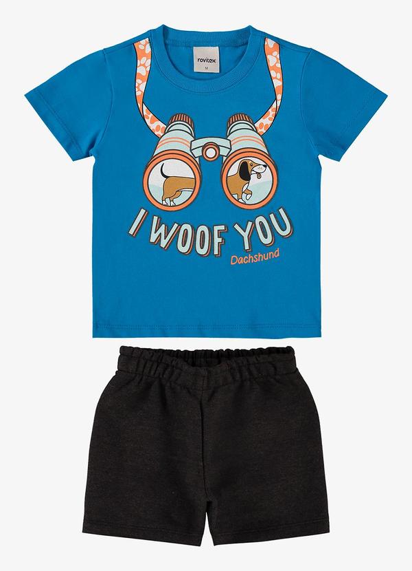 Rovi Kids - Conjunto Infantil Camiseta com Bermuda Azul