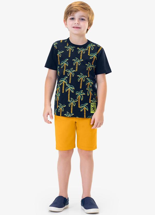 Rovi Kids - Conjunto Infantil Camiseta com Bermuda Azul