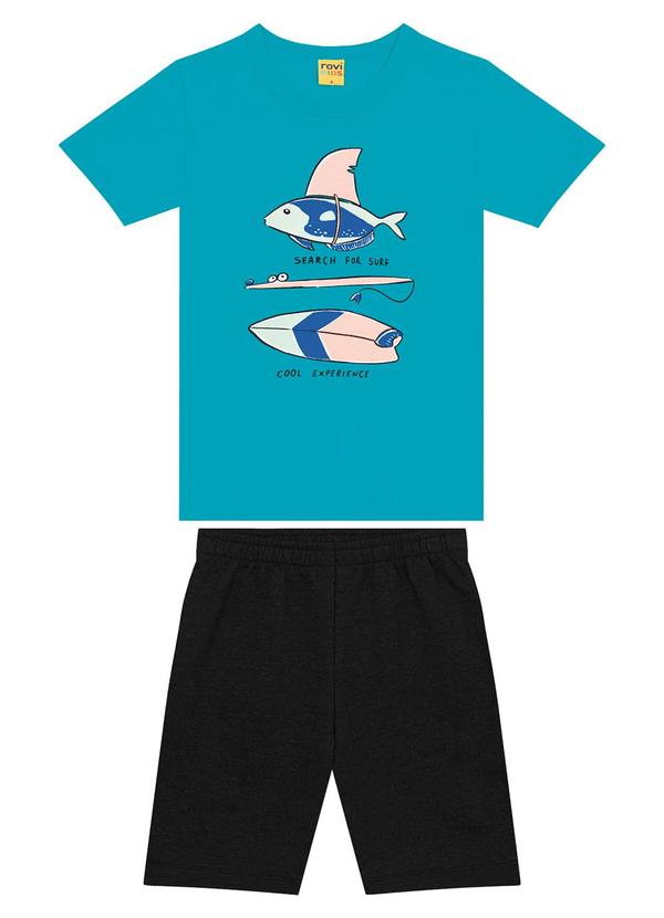 Rovi Kids - Conjunto Infantil Camiseta com Bermuda Azul