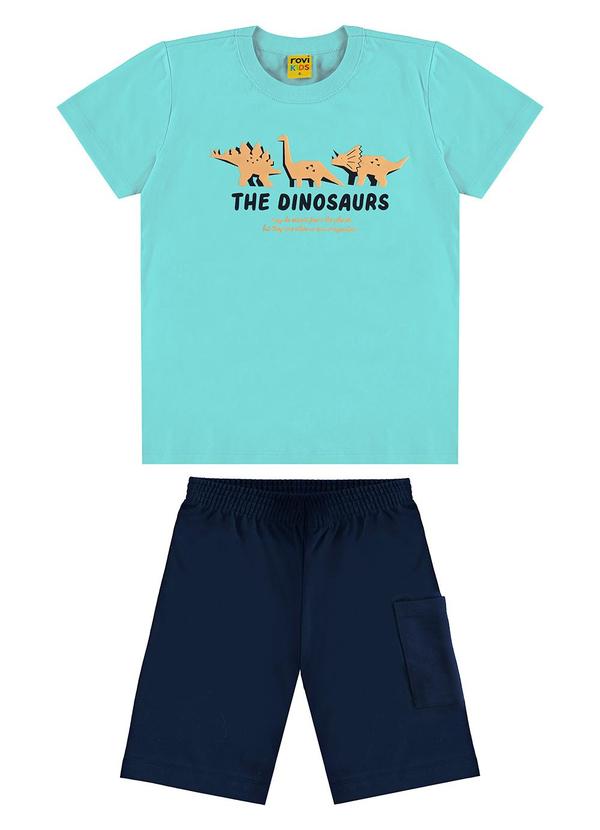 Rovi Kids - Conjunto Infantil Camiseta com Bermuda Azul