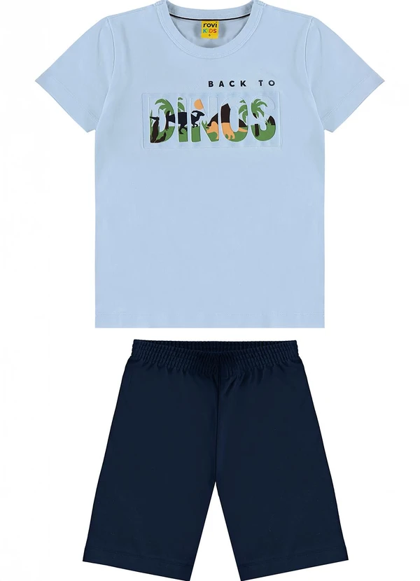 Rovi Kids - Conjunto Infantil Camiseta com Bermuda Azul