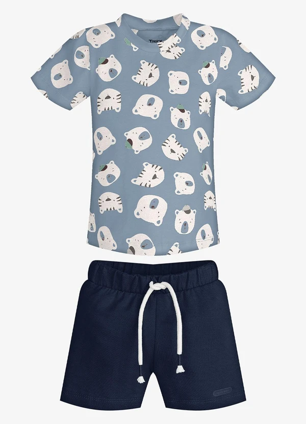 Trick Nick - Conjunto Infantil Camiseta com Bermuda Azul