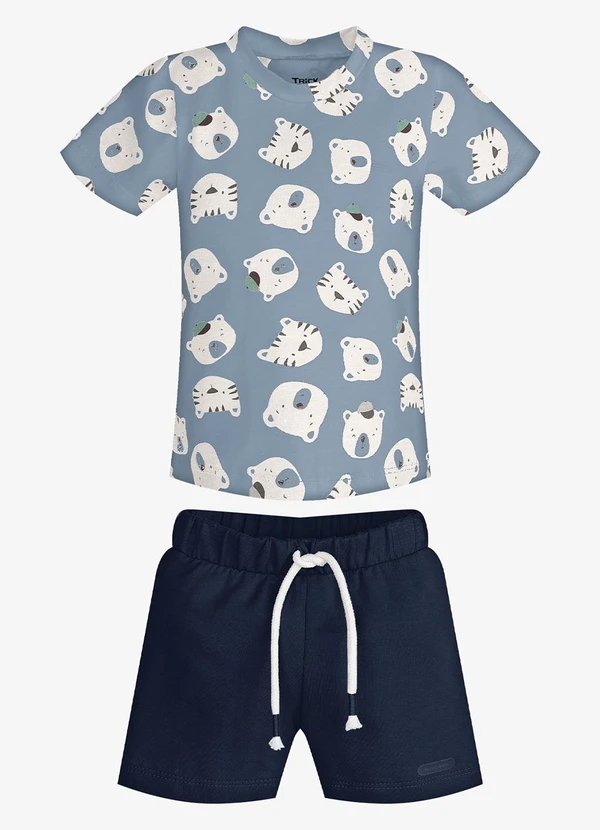 Trick Nick - Conjunto Infantil Camiseta com Bermuda Azul