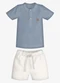 Trick Nick - Conjunto Infantil Camiseta com Bermuda Azul - variação: Azul