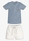 Trick Nick - Conjunto Infantil Camiseta com Bermuda Bege - variação: Azul