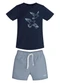 Trick Nick - Conjunto Infantil Camiseta com Bermuda Marrom - variação: Azul