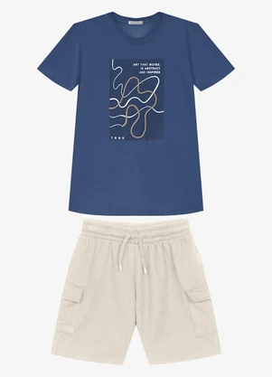 Trick Nick - Conjunto Infantil Camiseta com Bermuda Azul - TRICK NICK
