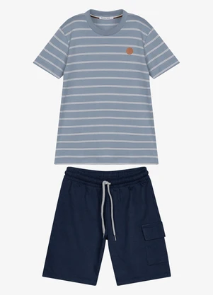 Trick Nick - Conjunto Infantil Camiseta com Bermuda Azul - TRICK NICK