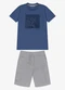 Trick Nick - Conjunto Infantil Camiseta com Bermuda Marrom - variação: Azul