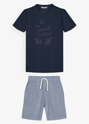 Trick Nick - Conjunto Infantil Camiseta com Bermuda Azul - TRICK NICK