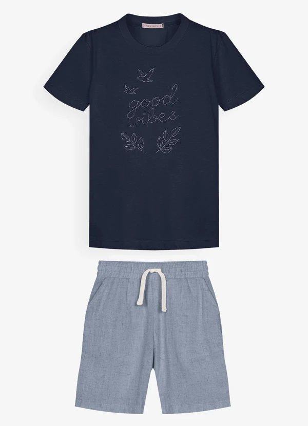 Trick Nick - Conjunto Infantil Camiseta com Bermuda Azul