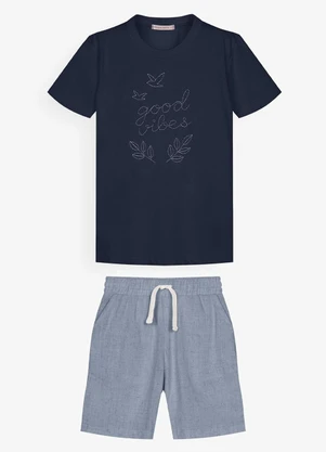 Trick Nick - Conjunto Infantil Camiseta com Bermuda Azul - TRICK NICK