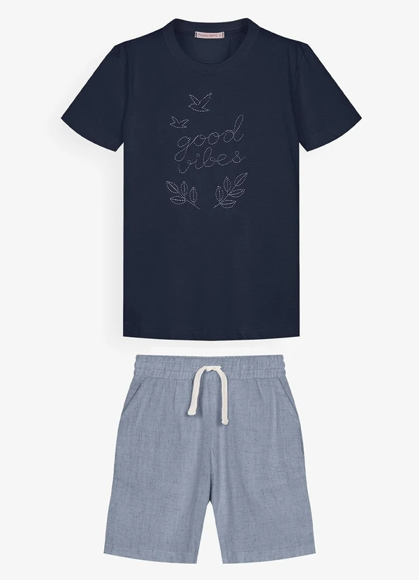 Trick Nick - Conjunto Infantil Camiseta com Bermuda Azul