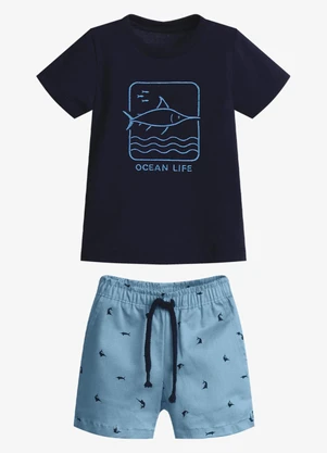 Trick Nick - Conjunto Infantil Camiseta com Bermuda Azul - TRICK NICK