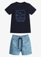 Trick Nick - Conjunto Infantil Camiseta com Bermuda Amarelo - variação: Azul