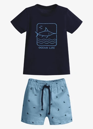 Trick Nick - Conjunto Infantil Camiseta com Bermuda Azul - TRICK NICK