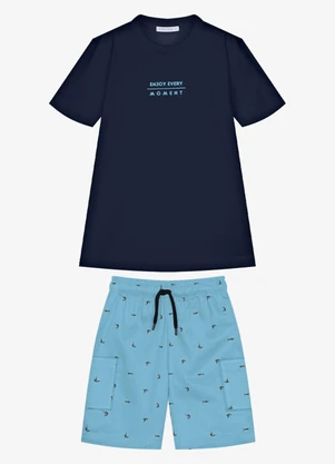 Trick Nick - Conjunto Infantil Camiseta com Bermuda Azul - TRICK NICK