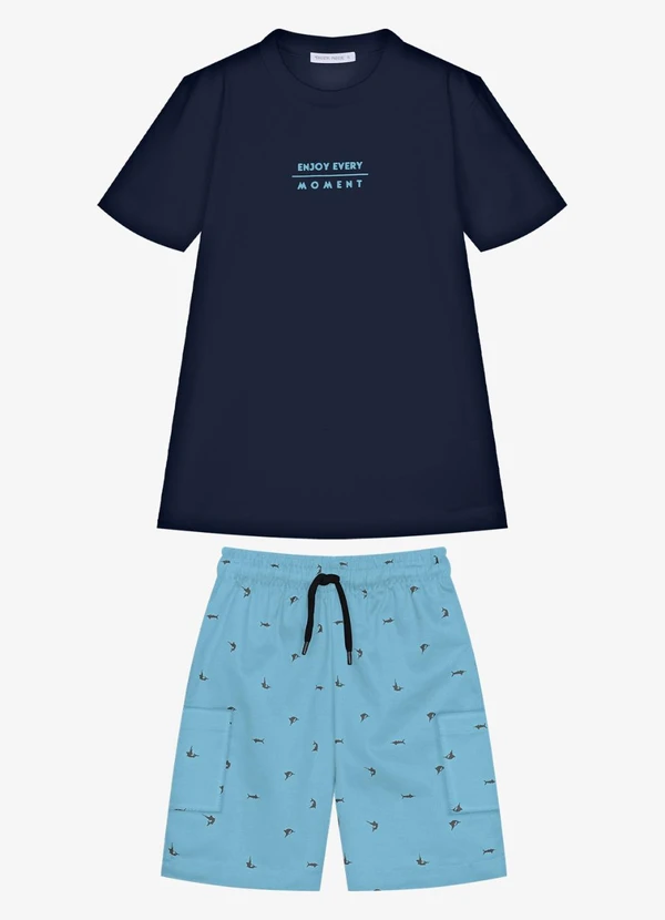 Trick Nick - Conjunto Infantil Camiseta com Bermuda Azul