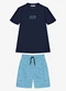 Trick Nick - Conjunto Infantil Camiseta com Bermuda Bege - variação: Azul