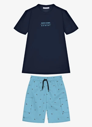 Trick Nick - Conjunto Infantil Camiseta com Bermuda Azul - TRICK NICK