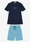 Trick Nick - Conjunto Infantil Camiseta com Bermuda Azul - variação: Azul