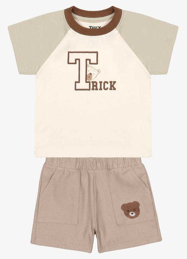 Trick Nick - Conjunto Infantil Camiseta com Bermuda Bege