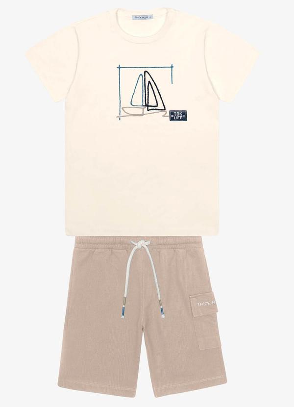 Trick Nick - Conjunto Infantil Camiseta com Bermuda Bege