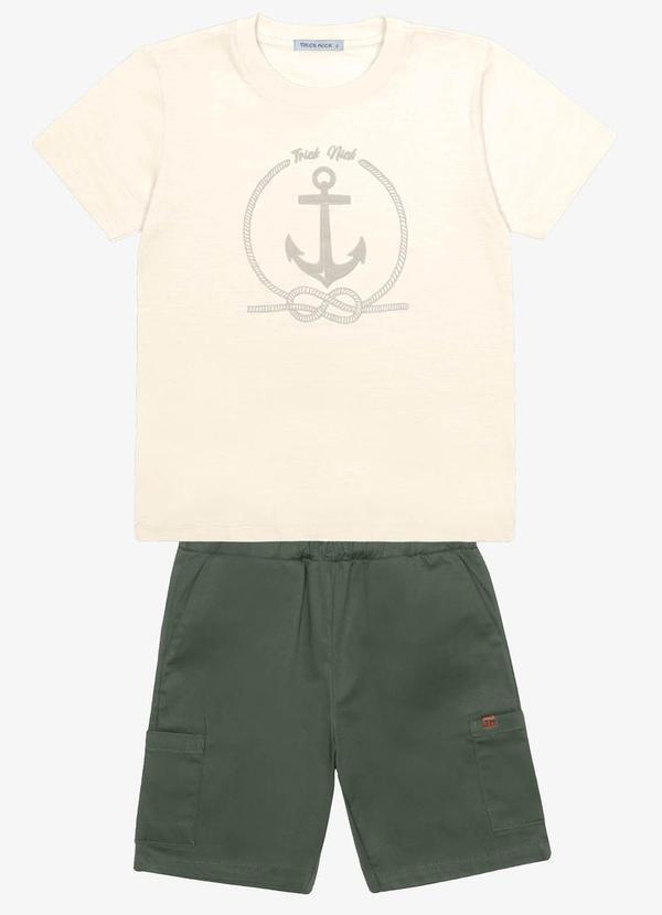 Trick Nick - Conjunto Infantil Camiseta com Bermuda Bege
