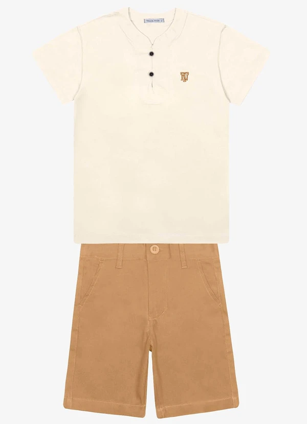 Trick Nick - Conjunto Infantil Camiseta com Bermuda Bege