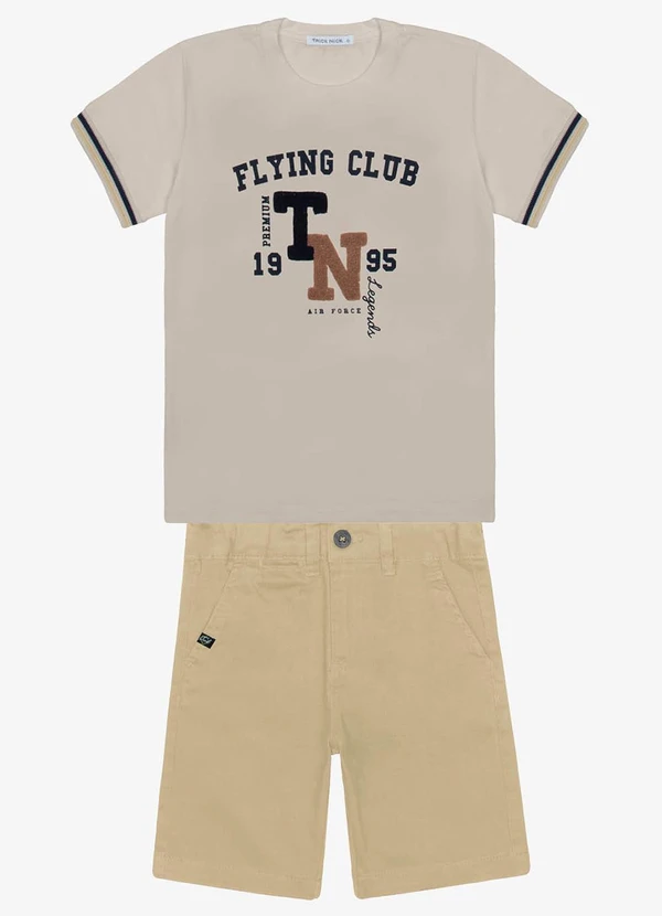 Trick Nick - Conjunto Infantil Camiseta com Bermuda Bege