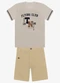 Trick Nick - Conjunto Infantil Camiseta com Bermuda Vermelho - variação: Bege