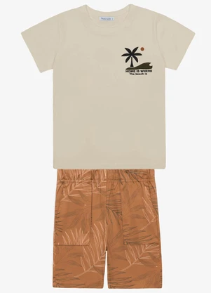 Trick Nick - Conjunto Infantil Camiseta com Bermuda Bege - TRICK NICK