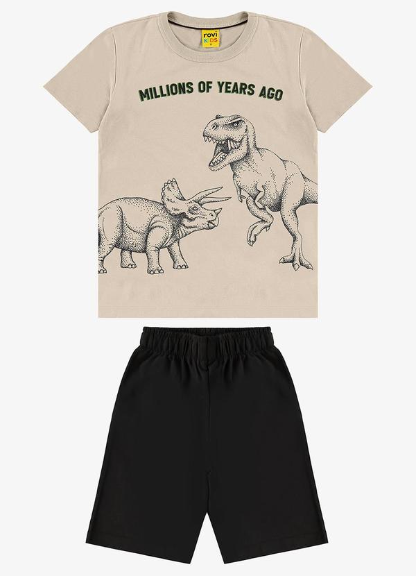 Rovi Kids - Conjunto Infantil Camiseta com Bermuda Bege