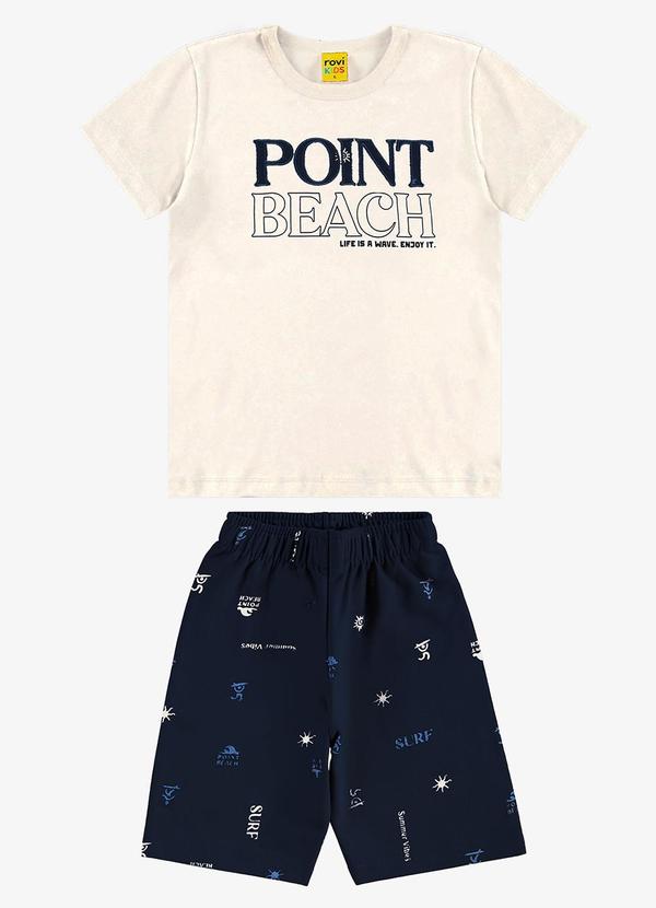 Rovi Kids - Conjunto Infantil Camiseta com Bermuda Bege