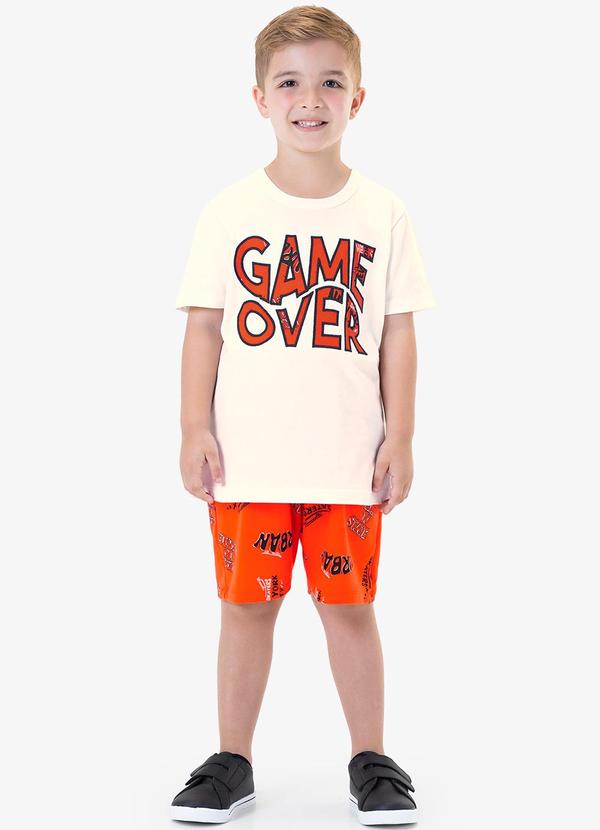 Rovi Kids - Conjunto Infantil Camiseta com Bermuda Bege