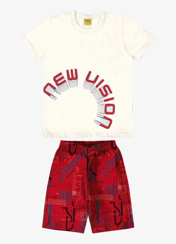Rovi Kids - Conjunto Infantil Camiseta com Bermuda Bege