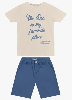 Trick Nick - Conjunto Infantil Camiseta com Bermuda Bege - TRICK NICK