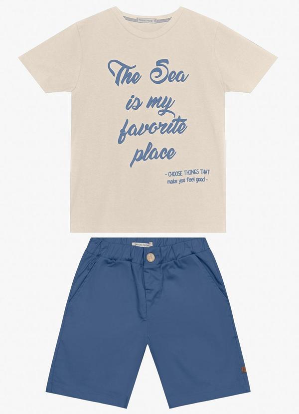 Trick Nick - Conjunto Infantil Camiseta com Bermuda Bege