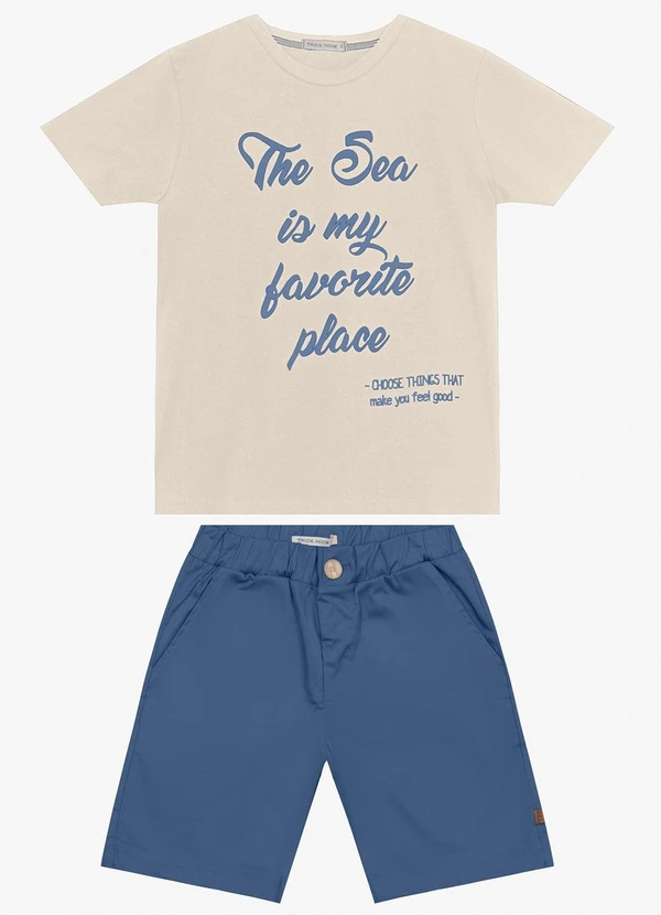 Trick Nick - Conjunto Infantil Camiseta com Bermuda Bege