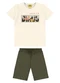 Rovi Kids - Conjunto Infantil Camiseta com Bermuda Azul - variação: Bege