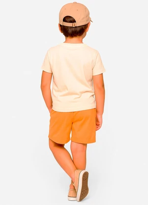 Select - Conjunto Infantil Camiseta com Bermuda Bege - SELECT
