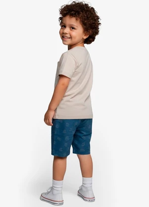 Select - Conjunto Infantil Camiseta com Bermuda Bege - SELECT