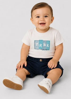 Trick Nick - Conjunto Infantil Camiseta com Bermuda  Bege - TRICK NICK
