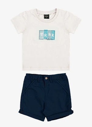 Trick Nick - Conjunto Infantil Camiseta com Bermuda  Bege - TRICK NICK