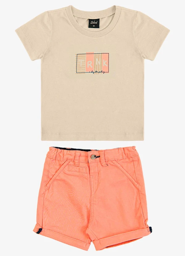 Trick Nick - Conjunto Infantil Camiseta com Bermuda Bege