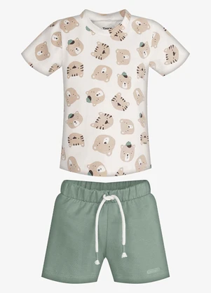 Trick Nick - Conjunto Infantil Camiseta com Bermuda Bege - TRICK NICK