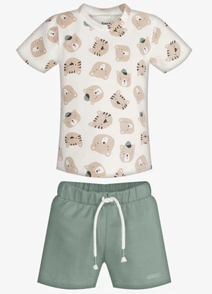 Trick Nick - Conjunto Infantil Camiseta com Bermuda Bege - TRICK NICK