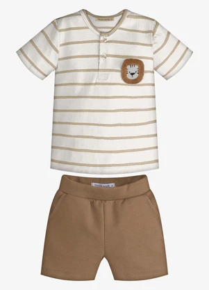 Trick Nick - Conjunto Infantil Camiseta com Bermuda Bege - TRICK NICK