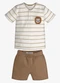 Trick Nick - Conjunto Infantil Camiseta com Bermuda Azul - variação: Bege